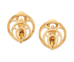 A pair of earring fittings, designed as a pierced back plate with clip fittings, front panel...