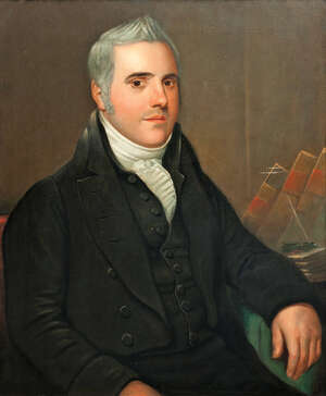
	
		British School, mid 19th century- Portrait of a gentleman, seated half-length turned to...