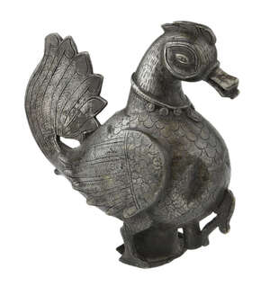 
	
		A Deccani finial in the form of a hamsa, Central India, 16th-17th  century, of tinned...