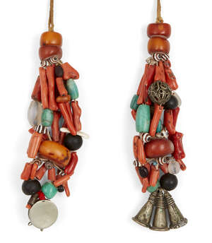 
	
		A coral, shell and turquoise necklace, possibly Tibet, late 19th-early 20th century, with...