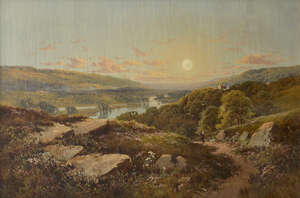 
	
		Edward H Niemann, 
		British, active 1863-1867- 
		 
		River Swale, with Richmond...
