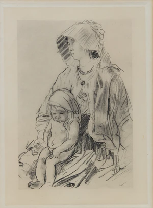 After Augustus John,&nbsp;British 1878-1961,&nbsp;
Dorelia and Robin, 1908;&nbsp;
monochrome lithograph with...