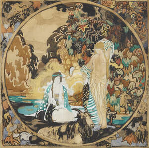 
	
		George Sheringham, 
		British 1884-1937-
		 
		Nymphs of the Stream;
		 
		