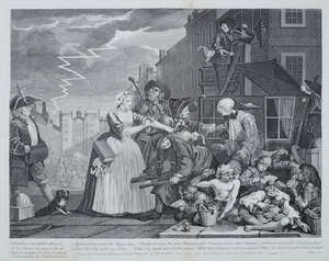 
	
		William Hogarth, British 1697-1764- "O Vanity of Youthful Blood", from "A Rake's...