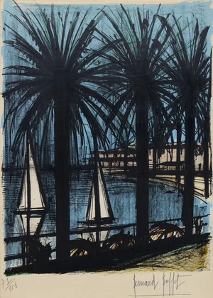 Bernard Buffett,&nbsp;French 1928-1999,&nbsp;Cannes, 1960;&nbsp;lithograph printed in colours,&nbsp;signed and numbered...