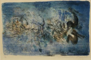 Zao Wou-Ki,&nbsp;Chinese/French 1921-2013,&nbsp;Untitled, 1958;&nbsp;lithograph in colours on wove,&nbsp;signed, dated...