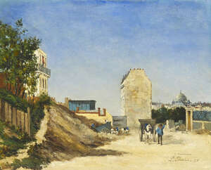
	
		Paul-Emmanuel Péraire, 
		 
		French 1829-1893- 
		 
		A Montmartre; 
		 
		oil on...