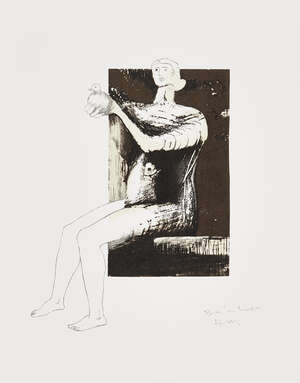 
	
		Henry Moore OM CH FBA,
		British 1898-1986-
		 
		Woman with Dove [Cramer 446],...