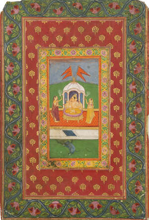 
	
		An album page: Ganesha enthroned, Provincial Mughal school, second half 18th century,...