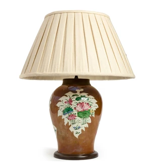A large Chinese famille rose and caf&eacute;-au-lait-glazed vase table lamp, 18th / 19th century,...