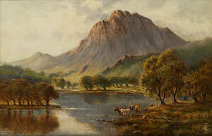 
	
		Sidney Yates Johnston, 
		British act. 1890-1926-
		 
		Loch Katrine;
		 
		oil on...