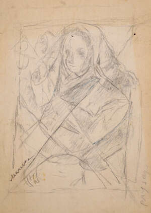 
	
		Marie Vorobieff Marevna, Russian 1892-1984- Three sketches of woman; charcoal and pencil...