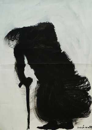 
	
		Boris Bucan, Croatian b.1947- "Old Man", 1988; Gouache on two joined sheets of paper, signed...
