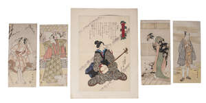 
	
		Utagawa Shunsho, Japanese, 1830-1854, two portraits of Bijin, 37.5 x 25.5cm, together...