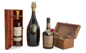 
	
		A magnum of Grand Millesime Gosset champagne, 1999, a bottle of KWV Muscadel, 1930, and a...