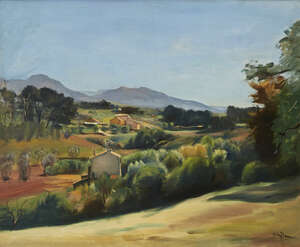 
	
		Henri Hayden, 
		French 1883-1970;
		Hameau dans la vallée;
		oil on canvas, signed lower...