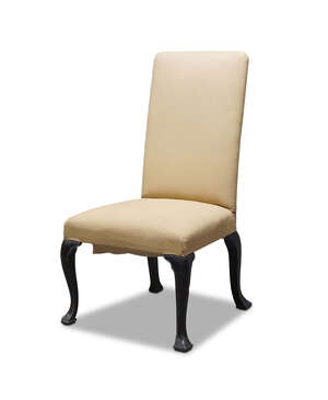 
	
		A Queen Anne style side chair, early 20th century, upholstered in peach coloured fabric,...