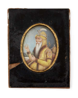 
	
		A framed portrait on ivory of Maharaja Ranjit Singh, India, 19th Century, opaque pigments...