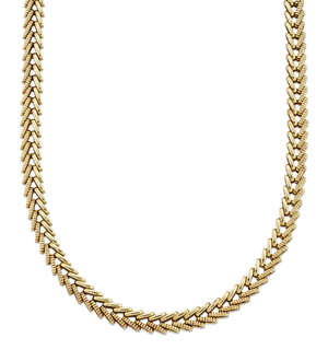 A fancy link necklace, of herring bone design, length 43.5cm