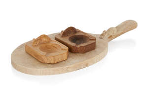
	
		Robert Mouseman Thompson (1876-1955), 
		 
		Chopping board and two ashtrays, circa...