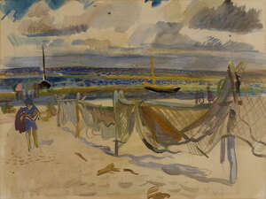 Martin Christ, 
		Swiss 19001979- 
		 
		Fishing Nets; 
		 
		watercolour on paper, signed lower left Christ, 49 x 65.6 cm (VAT charged on hammer price)