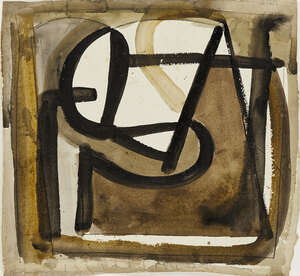 Roy Turner Durrant, 
British 1925-1998- 
 
Untitled composition in brown and black, 1977; 
