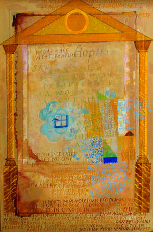 Peter Moore,
		British, late 20th century/21st century- 
		 
		Flophouse, 1995;
		 
		acrylic and mixed media on board, 63.5x47cm (ARR)
		 
		 