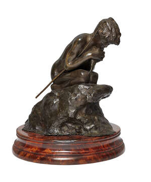 
	
		Vincenzo Gemito, Italian, 1852-1929, a bronze model of a kneeling fishing boy, first half...