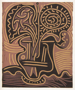 
	
		Pablo Picasso, (Spanish 1881-1973) 
		Bull Flower and Flower Vase, 1962;
		Two linocuts in...