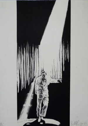 
	
		Robert Longo,
		American b.1953-
		 
		The Entertainer, 1986;
		 
		lithograph on Lana...