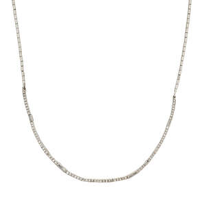 
	
		A diamond necklace, the front section  composed of  alternate, circular-cut diamond four...