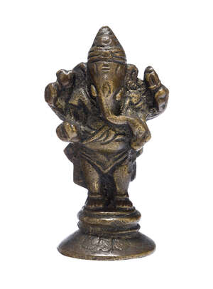 RTOA small standing bronze figure of Ganesha, on a circular base, 19th century, 6.5cm. high 
		Provenance: Private Collection, UK