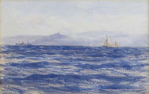 
	
		David Gould Green RI, British 1854-1917- Off Plymouth; watercolour, signed, 15.9x22.8cm...