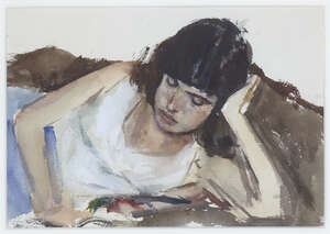 
	
		John Pearce, 
		British b.1942 - 
		 
		Girl Reading; 
		 
		watercolour on paper,...