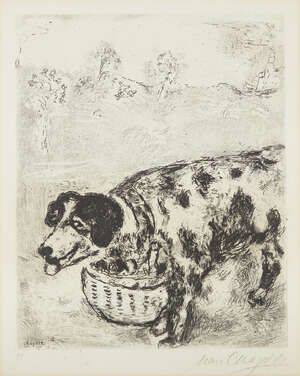 
	
		Marc Chagall, 
		Russian/French 1887-1985- 
		 
		The Dog who carries his Master's...
