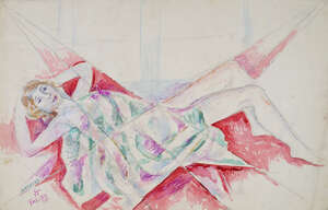
	
		Marie Vorobieff Marevna, Russian 1892-1984- Two drawings of a Woman reclining, 1972 & 1975;...