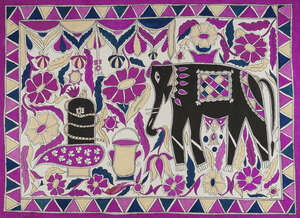 
	
		RTO Mridula Devi, Elephant Airavati , circa 2000, Madhubani painting, gouache on paper,...
