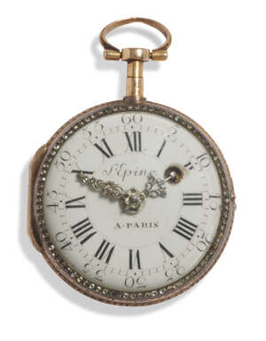 
	
		A French gold and gilt-brass verge watch, by Lepine, Paris, c.1780, the small front wind...