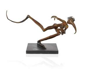 
	
		Patrick O'Reilly, Irish b.1957- Man with bones, 1999; bronze with brown patina, unique,...