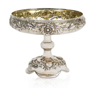 Latino Movio (1858-1949), an Arts and Crafts silver stemmed bowl 
		Mark of Holland, Aldwinckle & Slater, facsimile signature 'L Movio', London Hallma