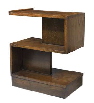 
	
		Designer Unknown, 
		 
		Modernist side table with shelves, circa 1940/50, 
		stained...