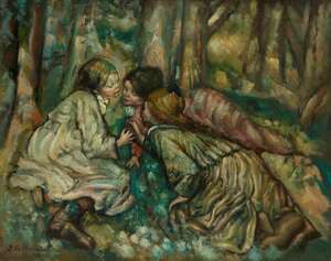 
	
		WITHDRAWN Edward Atkinson Hornel, 
		Scottish 1864-1933- 
		Three girls with dandelions...