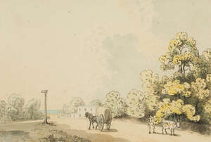 
	
		Samuel Howitt, 
		British 1756-1822- 
		Countryside scenes with horse and carts; 
		