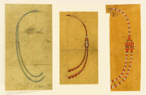 
	
		A collection of original artwork of jewellery designs on wove paper, including working...