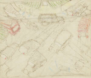 
	
		Cyril Edward Power,
		British 1872-1951-
		 
		Study for Traffic - Piccadilly Circus...