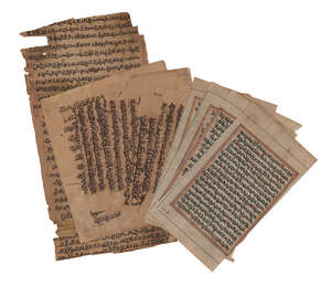 
	
		A group of 10 folios from Sikh religious texts in Gurumuki, India, 18th-19th century,...