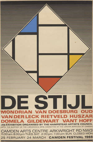 
	
		Camden Arts Centre,
		20th Century-
		 
		De Stijl, 1968;
		 
		screenprint poster in...