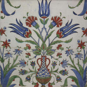 
	
		A European Iznik-style tile, France or Italy, 19th century, of square form, underglaze...