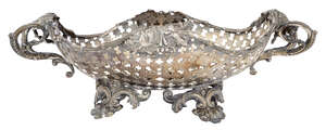 A nineteenth century Austrian silver oval basket, possibly Vienna, c.1858, maker's mark rubbed,...