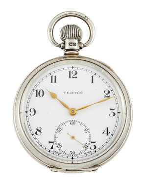 
	
		A silver open-face pocket watch, by Vertex, the white enamel dial with Arabic numerals,...